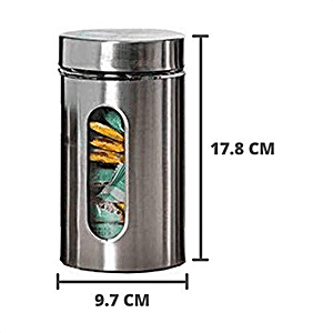Kela Storage Jars Set Bera 0,8l of Glass/Stainless Steel,  Transparent/Silver, 11 x 11 x 12 cm
