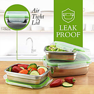 Airtight Rectangle Lunch Boxes Hot or Cold Food Storage Leakproof