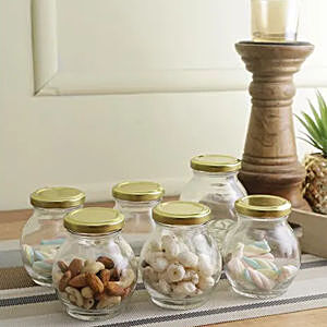 Buy Yera Glass Jar/Container With Golden Metal Lid - Dishwasher Safe, Used  For Storage Online at Best Price of Rs 239 - bigbasket