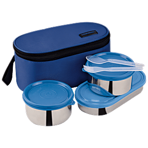 Buy Executive Blue Stainless steel Microwave Safe Lunch Box at 45% OFF by  Trueware