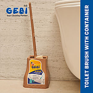 Buy Gebi Richline Yellow Plastic Round Toilet Brush with Container