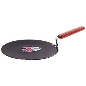 Ebony Non-Stick Dosa Tawa Griddle Pan 26.5 cm with Wooden Handle, Black