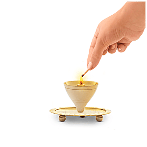 Borosil Akhand Diya (Small, Brass) 