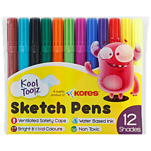 Buy Kores Sketch Pens Regular - 12 Shades, Non-Toxic, Assorted