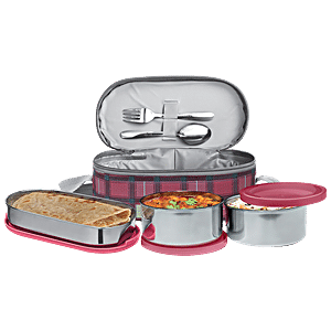 Buy HAZEL Air Tight Inner Stainless Steel Launch Box for Kids  Leak Proof  Tiffin Box With for School Children with Small Conatainer, Spoon and Fork,  Pink Online at Best Prices in