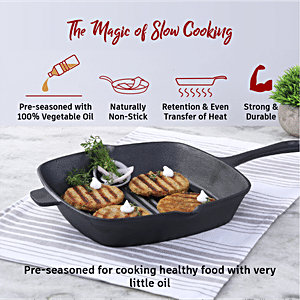 Buy Wonderchef Forza Pre-Seasoned Cast Iron Grill Pan - 27 cm