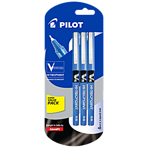 Pilot Ball Pen - Blue, Hi-Techpoint Japanese Technology, V5 System 3 pcs