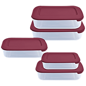 Femora Stainless Steel Container Multipurpose Lunch Box Set for Office,  Maroon, Rectangle-350 ml