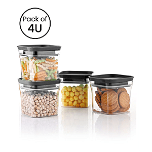 Buy YouBee Plastic Kitchen Storage Container - Air-Tight, Transparent,  Stackable, Grey Lid Online at Best Price of Rs 229 - bigbasket