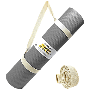 Boldfit Unisex Yoga Mat With Carrying Strap - 10 mm, Anti Slip, Black, 1 pc