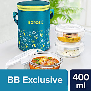 ACE BOROSILICATE GLASS LUNCH BOXES SET OF 3 CONTAINERS WITH LUNCH BAG