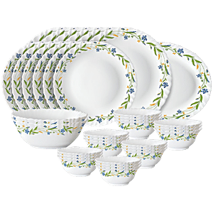 Buy Larah By Borosil Cripper Fluted Series Opalware Thali Set - White ...