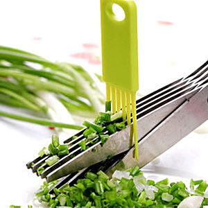 1pc Stainless Steel Kitchen Scissors Five Blades Scissors Green