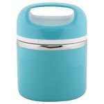 Borosil Carry Fresh Stainless Steel Insulated Lunch Box Set, 280ml, Set of 2, Blue