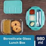 Buy BB Home Glass Lunch Box/Storage Borosilicate Container With Compartment  - Rectangular, Sea Green Online at Best Price of Rs 499 - bigbasket