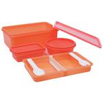 Buy Unica Mangiamo Lunch Box - Coral Red, Leak Resistant, Microwave ...