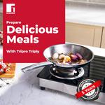 Buy Bergner Tripro Triply Stainless-Steel Fry Pan, 24 cm, Induction