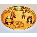 Buy Prime-Metal Puja Thali - With Accessories, Jyoti, Bowls, Golden ...