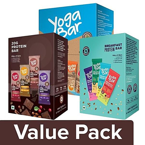 Yogabar Protein Bar Chocolate Brownie - ( Pack of 6 Bars )