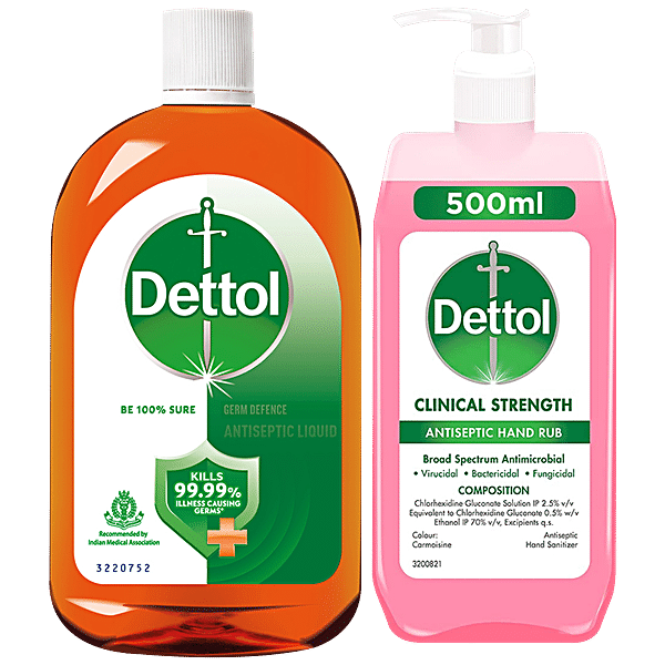 Buy Dettol Antiseptic Disinfectant Liquid 250 Ml Clinical Strength Hand Sanitizer 500 Ml 9327