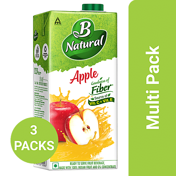 Buy B Natural Apple Juice - Rich In Fibre, Vitamin C & E, 100% Fruit ...