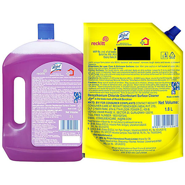 Buy Lizol Disinfectant Surface Cleaner - Citrus 2 L + Floor Cleaner -  Lavender 2 L Combo (2 Items) Online at Best Price. of Rs 801.84 - bigbasket