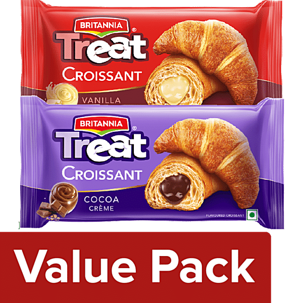 Buy Britannia Treat Croissant - with Cocoa Creme + with Vanilla Creme ...