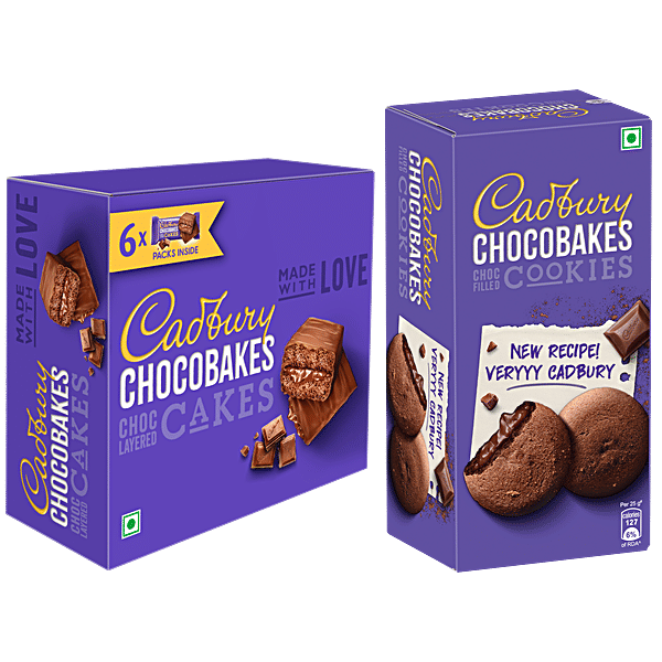 Buy Cadbury Chocobakes Choco Layered Cakes 114 g + Choco Filled Cookies ...