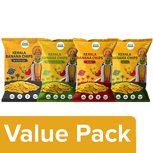 Buy Beyond Snack Kerala Banana Chips Salt Pepper+Sour Cream+Peri Peri ...