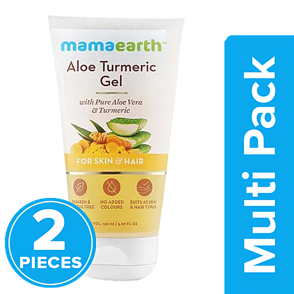 Buy Mamaearth Aloe Turmeric Gel From 100 Pure Aloe Vera Plant For Skin & Hair With Vitamin E