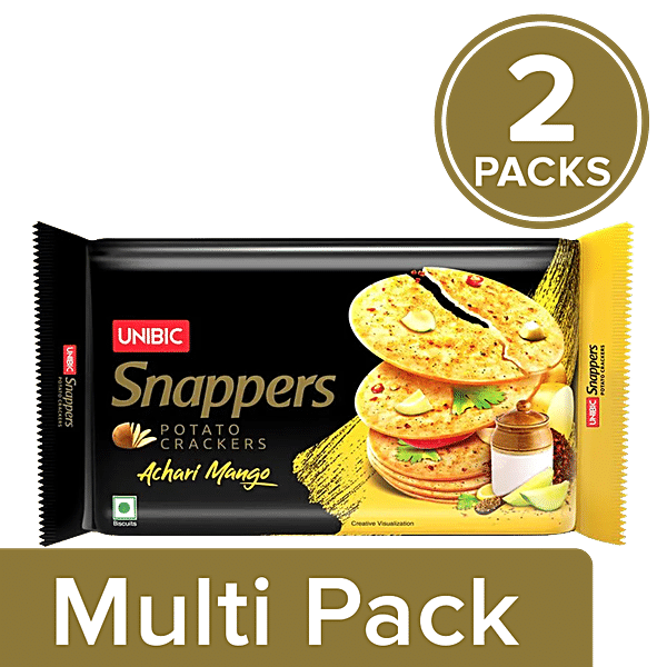 Buy UNIBIC Snappers Potato Crackers - Achari Mango, Crispy & Crunchy ...