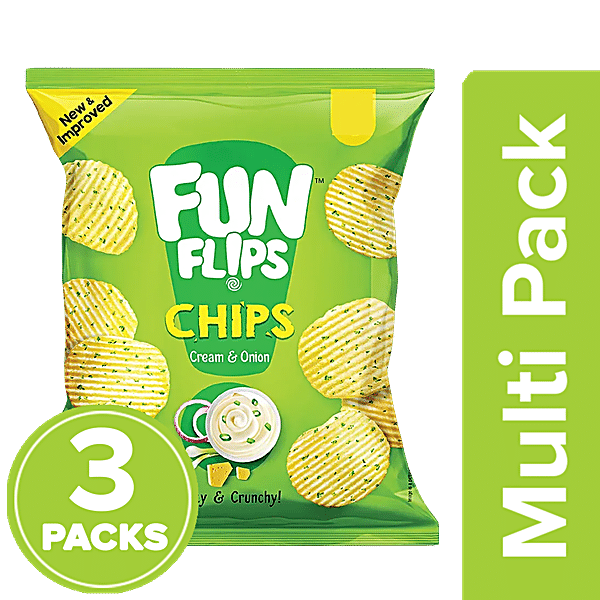 Buy Fun Flips Potato Chips - Cream Onion Online at Best Price of Rs 15 ...