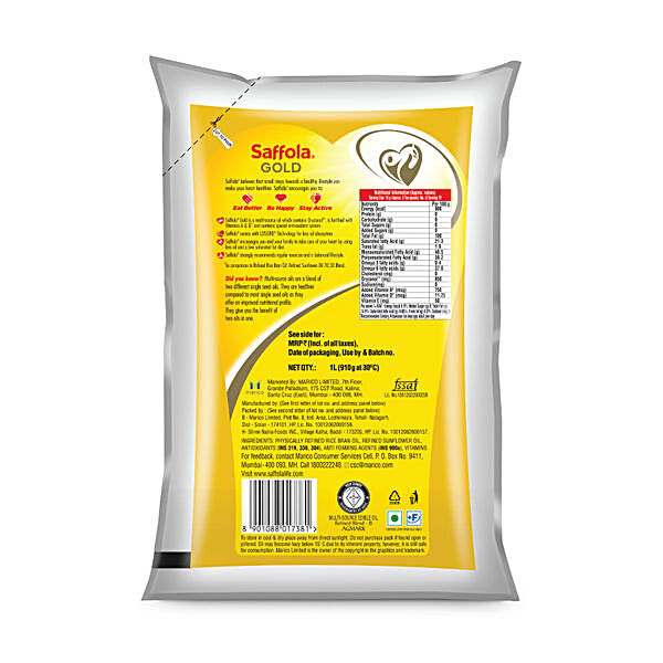 Buy Saffola Gold Edible Oil 1 Ltr Pouch Online At Best Price of Rs 149 -  bigbasket