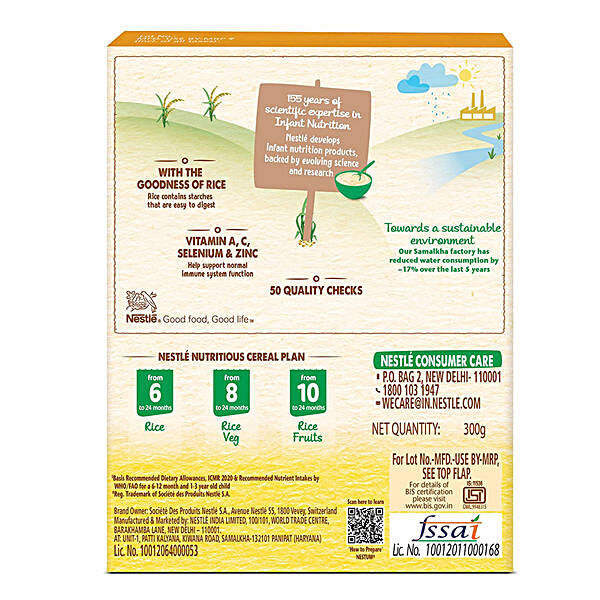 NESTUM Baby Cereal – From 6 to 12 months, Rice, 300g Bag-in-Box