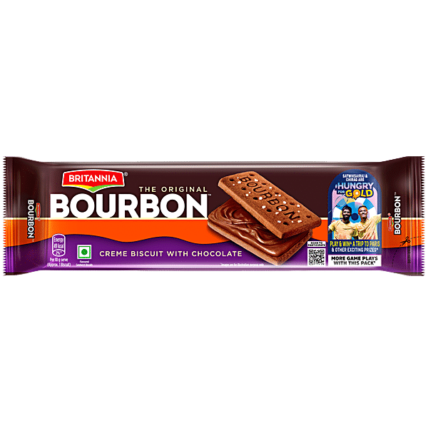 Buy Britannia Bourbon Cream Biscuit Chocolate Flavor 150 Gm Pouch ...