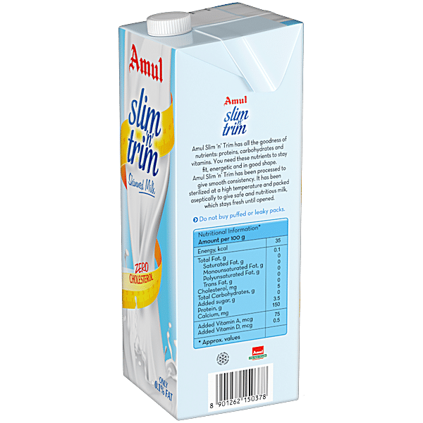 Buy Amul Slim Slim N Trim Skimmed Milk 1 Ltr Online At Best Price