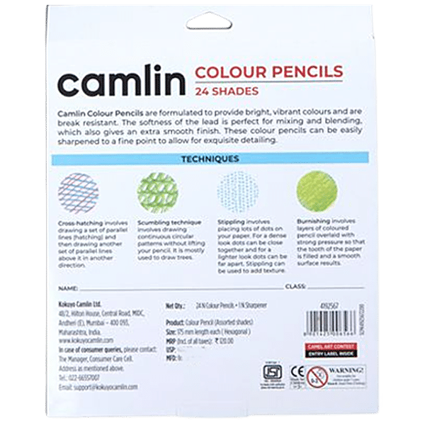 Camlin Color Pencils Full Size Pencil Colors Drawing Color Pencils 24  Shades