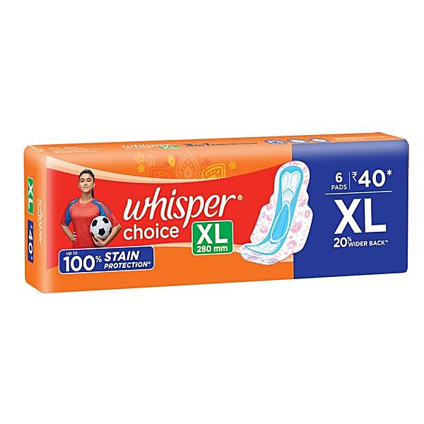 Buy Whisper Choice Sanitary Napkins Ultra Xl 6 Pcs Online At Best Price of  Rs 50 - bigbasket