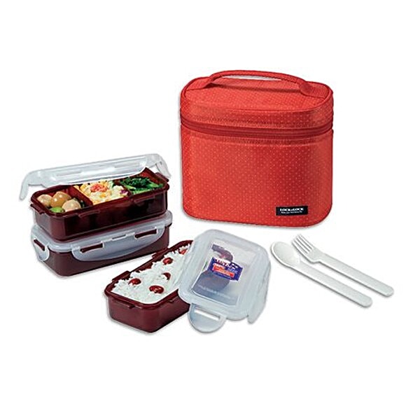 Buy Lock&Lock Lunch Box with Bag - Rectangular, Red Online at Best ...