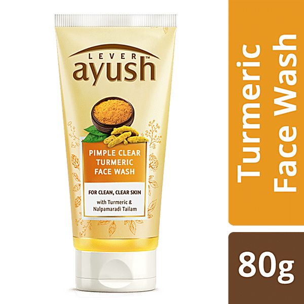 Buy Lever Ayush Face Wash Anti Pimple Turmeric 80 Gm Online At Best ...