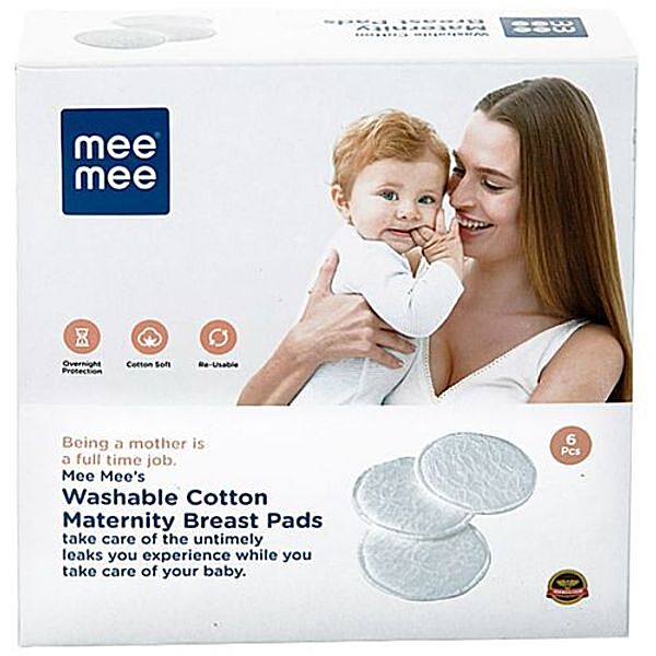 Buy Mee Mee Washable Cotton Maternity Breast Pads - White Online at Best  Price of Rs 449 - bigbasket