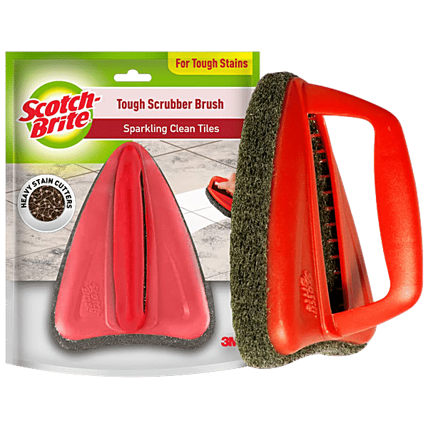 Scotch brite Jet Scrubber Brush for Bathroom Tile cleaning, Tough, 1 pc