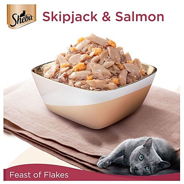 Buy Sheba Cat Food Fish Mix Skipjack Salmon In Gravy Premium