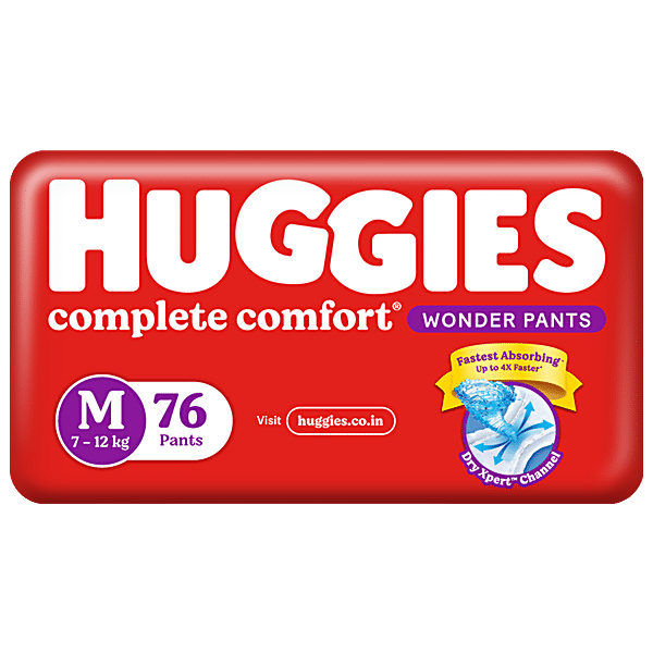 Buy Huggies Complete Comfort Dry Pants Medium (M) Size Baby Diaper Pants,with  5 in 1 Comfort Online at Best Price of Rs 188 - bigbasket