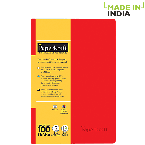 Buy Paperkraft Ruled Notebook - Red Cover & White Pages Online at Best ...