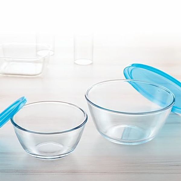 Borosil Glass Mixing Bowl with lid - Set of 3 (500 ML + 900 ML + 1.3L) Oven  and Microwave Safe