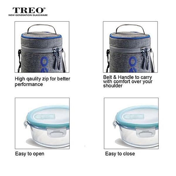 Buy Borosilicate All Fresh Omni Glass Tiffin, 4 PCS Set Online - Treo by  Milton