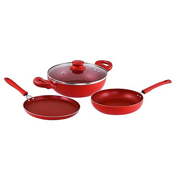 Buy Classic Essentials Induction Base Non-Stick Cookware Set - Red ...