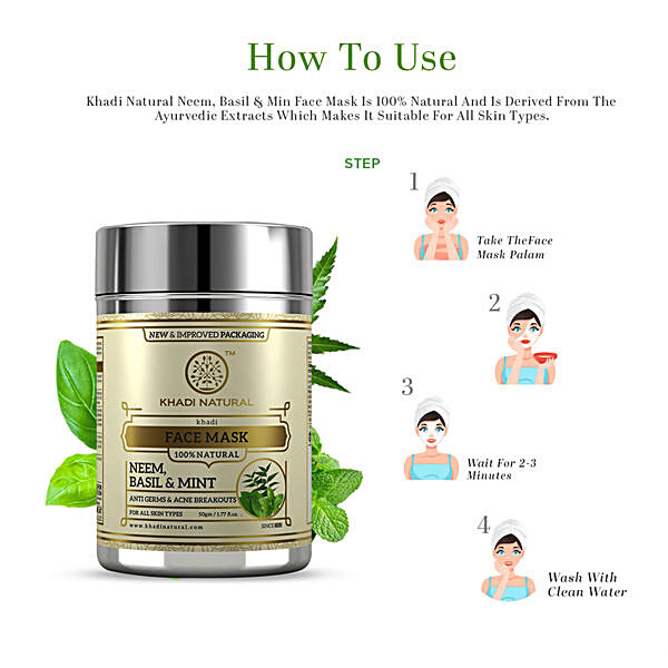 Buy Khadi Natural Neem Basil Mint Face Mask Anti Acne Online