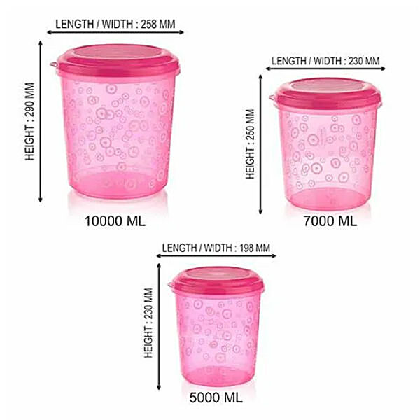 Buy Home One Airseal Pink Plastic Container 840 ml (Set of 3) Online at  Best Prices in India - JioMart.